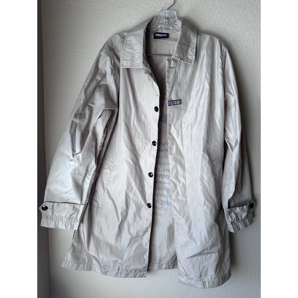 Pleasures Delusion Trench Coat Khaki Streetwear Men’s Size Small Gently Used